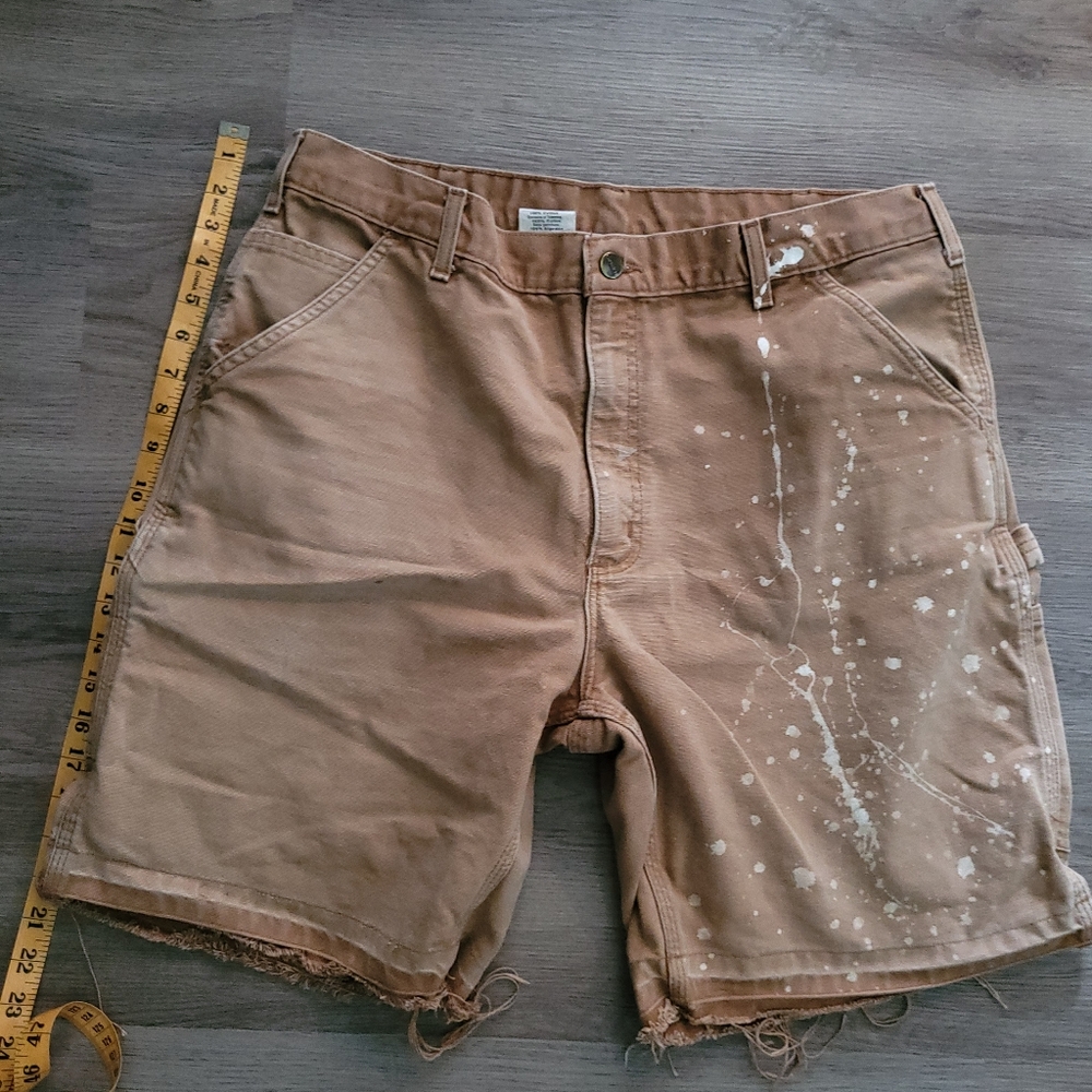 Carhartt Cargo Bleach Splatter Frayed Shorts